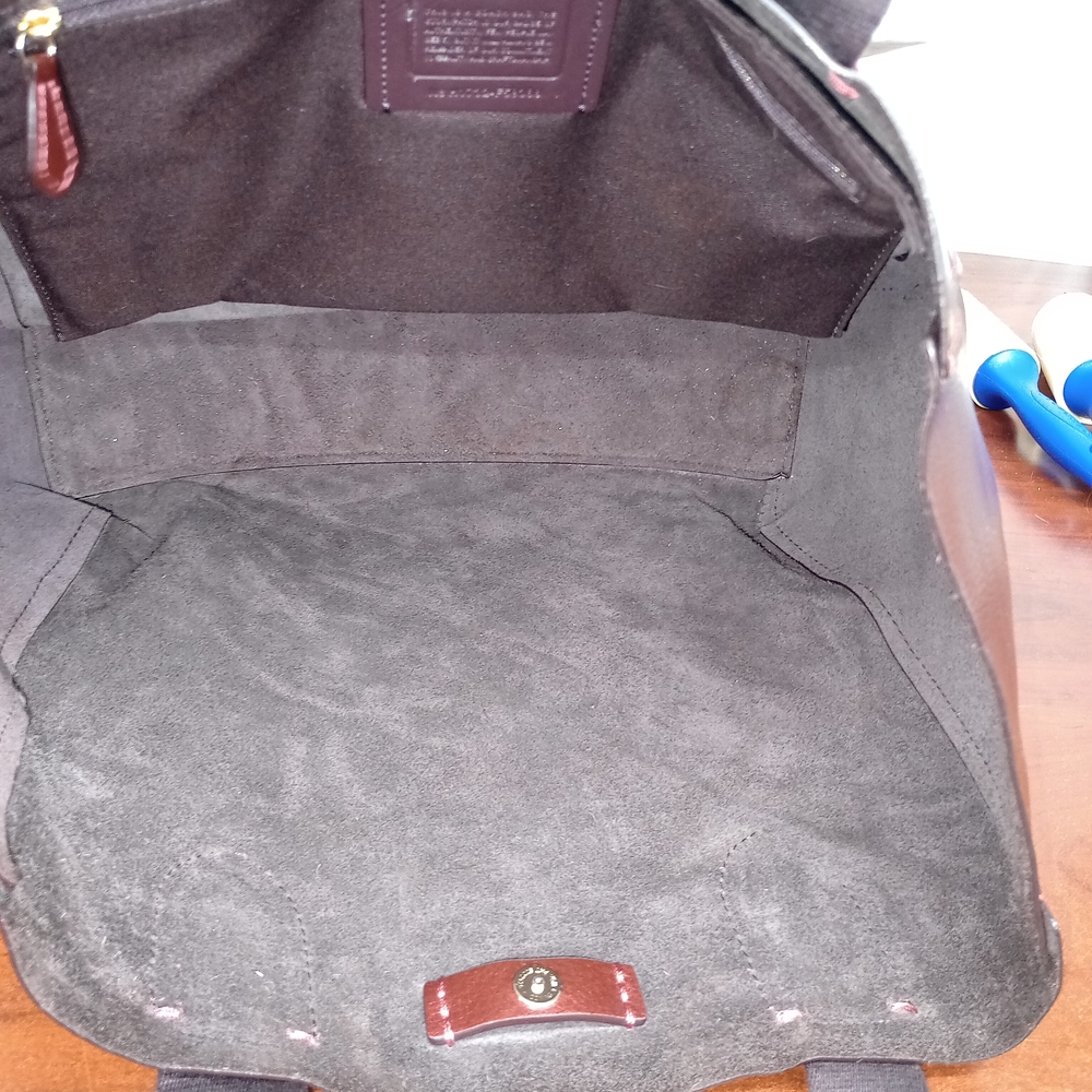 Coach Burgundy Leather Tote Bag - Picture 8 of 13